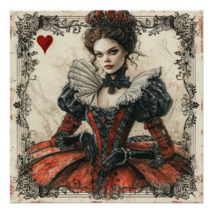 Póster Reina de los corazones de la tierra de las maravil