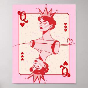 Póster Reina de los corazones rojos y rosados