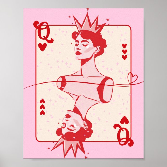 Póster Reina de los corazones rojos y rosados (Frente)