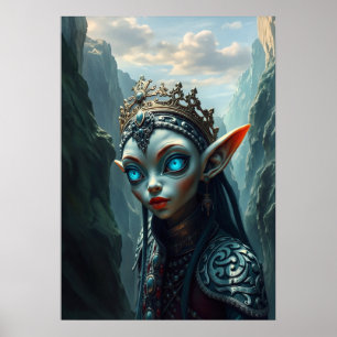 Póster Reina del Cañón Abismal Xylariel Fantasía Oscura