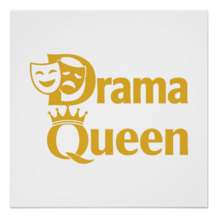 Póster Reina del Drama - Diseño de Corona y Máscara de Te