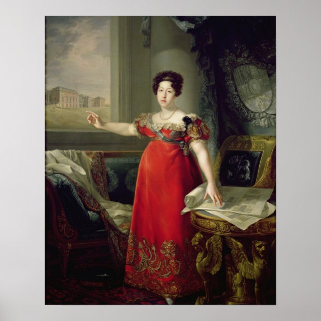 Póster Reina doña María Isabel de Braganza, 1829 (aceite  (Frente)