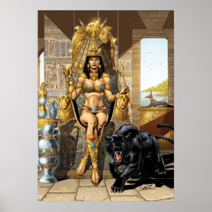 Póster Reina egipcia con pantera