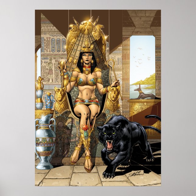 Póster Reina egipcia con pantera (Frente)