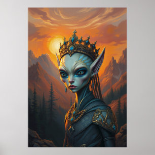 Póster Reina Elfa Alienigena Celestialara - Fantasía Oscu