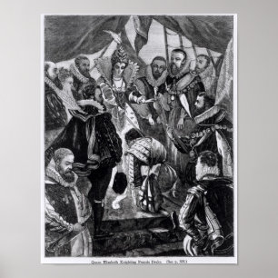 Póster Reina Elizabeth I Francis Drake Knighting