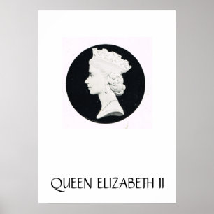 Póster Reina Elizabeth II, dibujo del alivio
