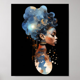 Póster Reina Espiritual de Melanina Guerrera Espacial Afr