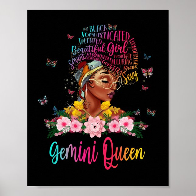 Póster Reina Gemini de mujeres negras Persistentes Hermos (Frente)