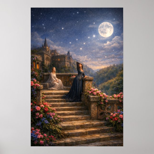 Póster Reina Ginebra mirando las estrellas (Frente)