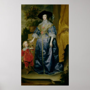 Póster Reina Henrietta Maria y su enano