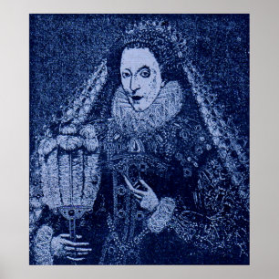 Póster Reina Isabel I en azul