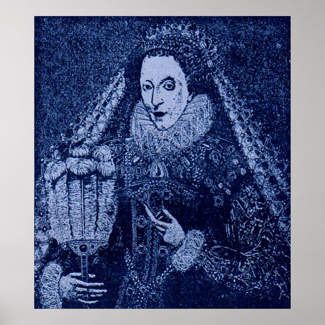 Póster Reina Isabel I en azul (Frente)