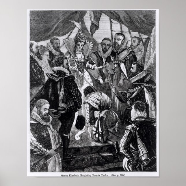 Póster Reina Isabel I Knighting Francis Drake (Frente)