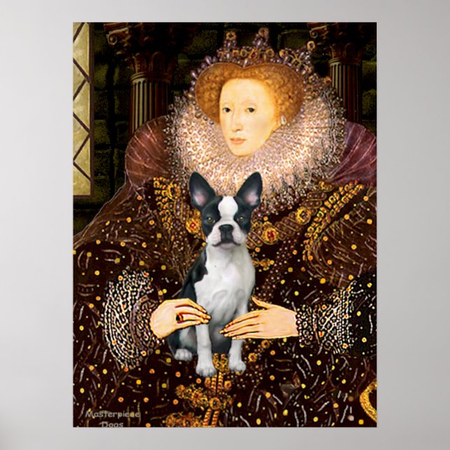Póster Reina Isabel I & su Boston Terrier (Frente)