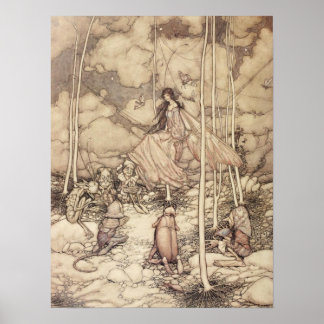 Póster Reina lechera de tono sepia con criatura