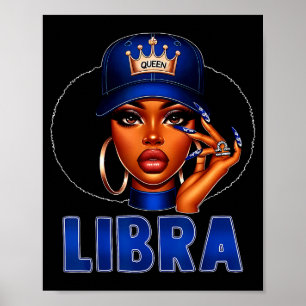 Póster Reina Libra Mujer Negra Con Corona De Gorra Chica
