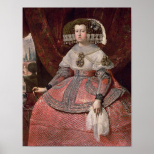 Póster Reina María Ana de España con vestido rojo