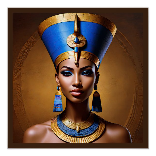 Póster "Reina Nefertiti", bella antigua reina africana (Anverso)