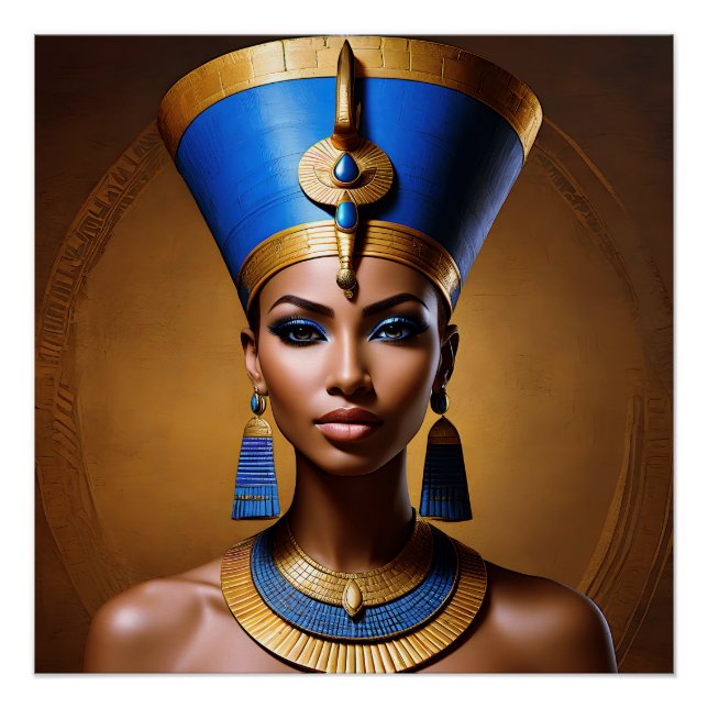 Póster "Reina Nefertiti", bella antigua reina africana (Anverso)