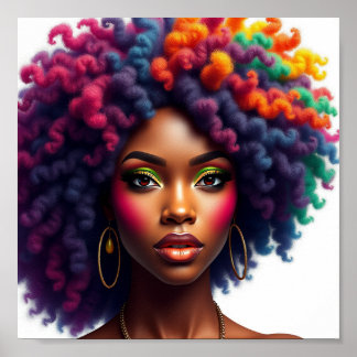 Póster Reina negra, afrocentrada, negra magnífica, mujer,