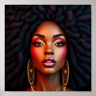 Póster Reina negra, afrocentrica, magníficamente negra, m