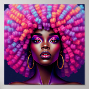 Póster Reina negra, afrocentrica, magníficamente negra, m
