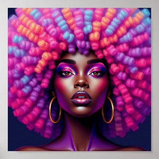 Póster Reina negra, afrocentrica, magníficamente negra, m