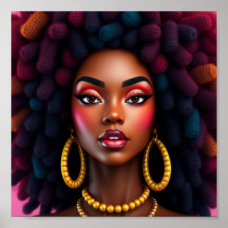 Póster Reina negra, afrocentrica, negra magnífica, mujer,