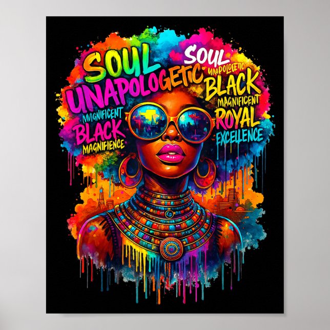 Póster Reina Negra Mapa Africano Descaradamente Negro Suy (Frente)