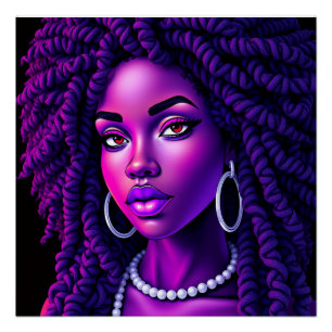 Póster Reina Negra Melanina Afrocentrica Hermana Greñas L