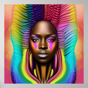 Póster Reina negra melanina Sista Belleza afroamericana