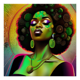 Póster Reina negra melanina Sista Belleza afroamericana