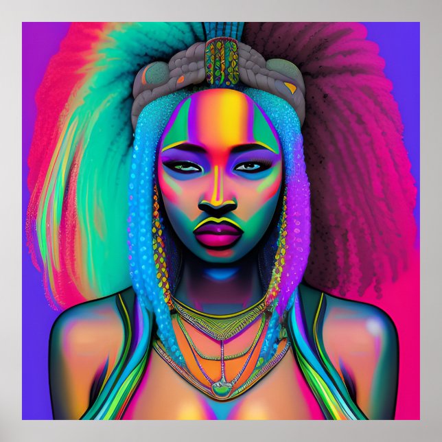 Póster Reina negra melanina Sista mujer afroamericana (Frente)