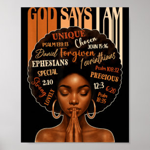 Póster Reina Negra Mujer Dios Dice Que Soy Hist Melanina