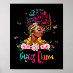 Póster Reina Pisces Mujeres Negras Persistentes Hermosas