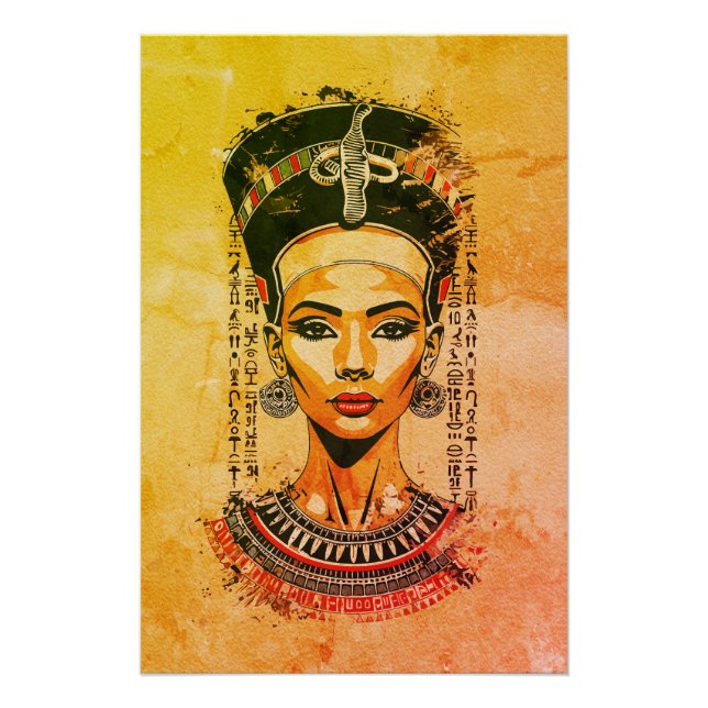 Póster Reina real de Egipto - Arte neo-faraón moderno (Anverso)