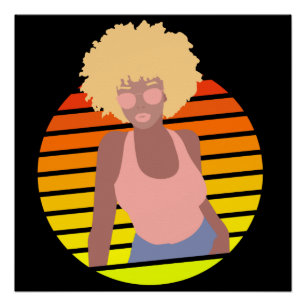 PÓSTER REINA RETRO AFRO - REINA AFROAMERICANA