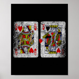 Póster Reina Rey De Corazones Cartas De Juego Día De San 