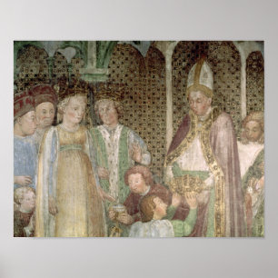 Póster Reina Theodolinda y papa Gregory el grande