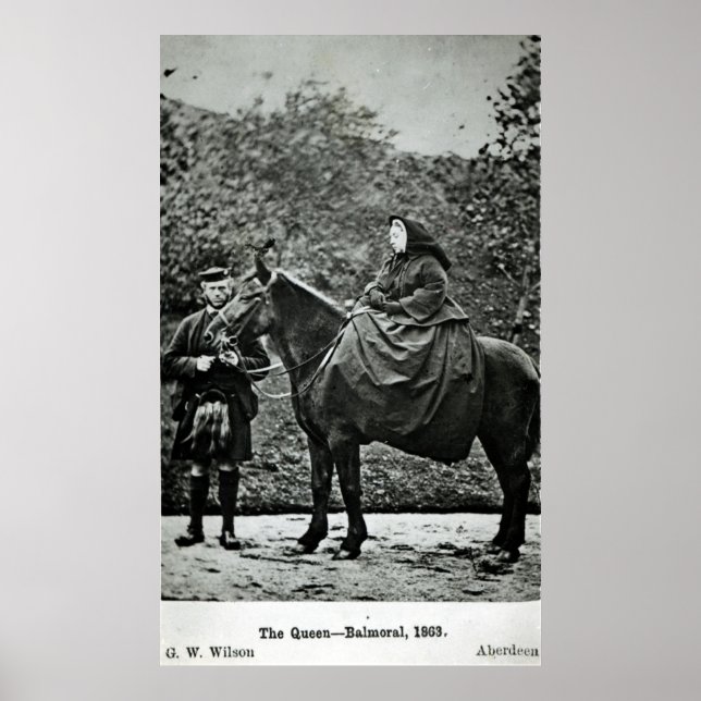 Póster Reina Victoria a caballo en Balmoral, 1863 (Frente)