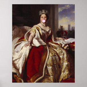 Póster Reina Victoria soplando un chicle rosa