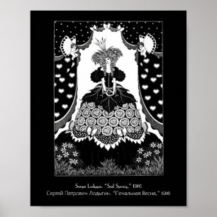 Póster Reina y cúpidos del Art Nouveau ruso vintage