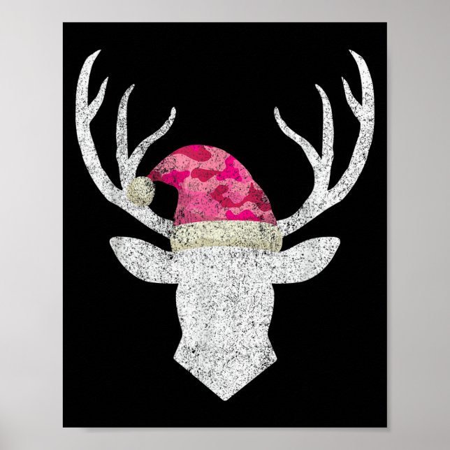 Póster Reindeer Deer Nk Camo Santa Hat Christmas Pajama H (Frente)
