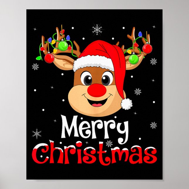 Póster Reindeer Merry Christmas Family Men Women Kids Xma (Frente)