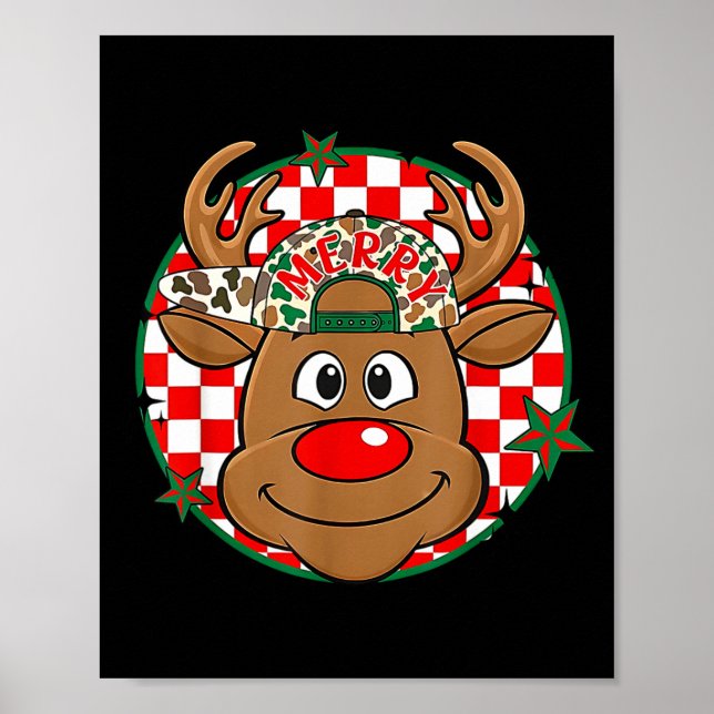 Póster Reindeer Rudolph Merry Christmas Xmas Holiday Boys (Frente)