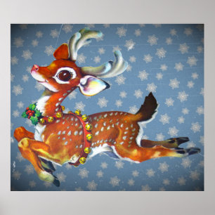 Póster reindeer vintage art poster