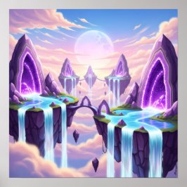 Póster Reino de Cristal Flotante sobre las Nubes