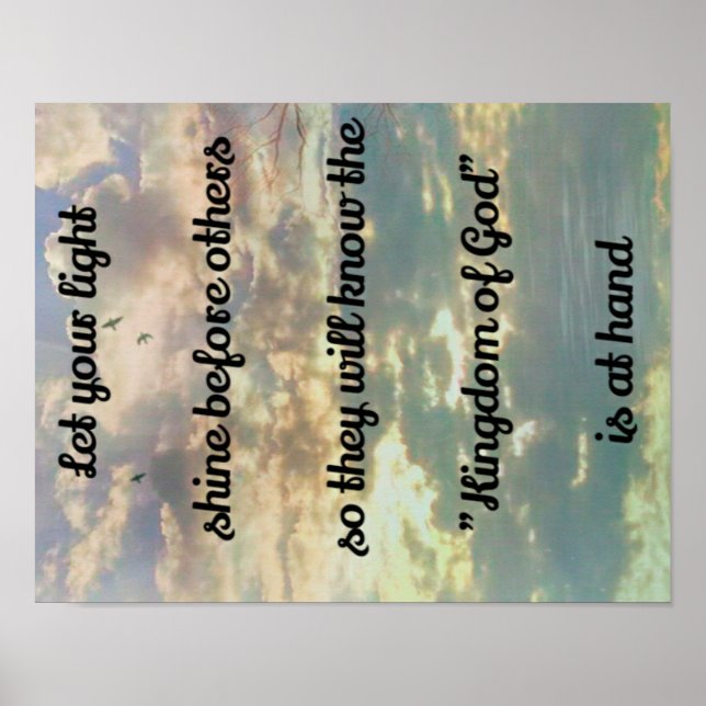 Póster "Reino de Dios" espiritual cita el cielo con los p (Frente)