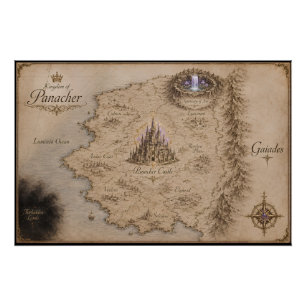 Póster Reino del cartel de mapa de fantasía de Panacher